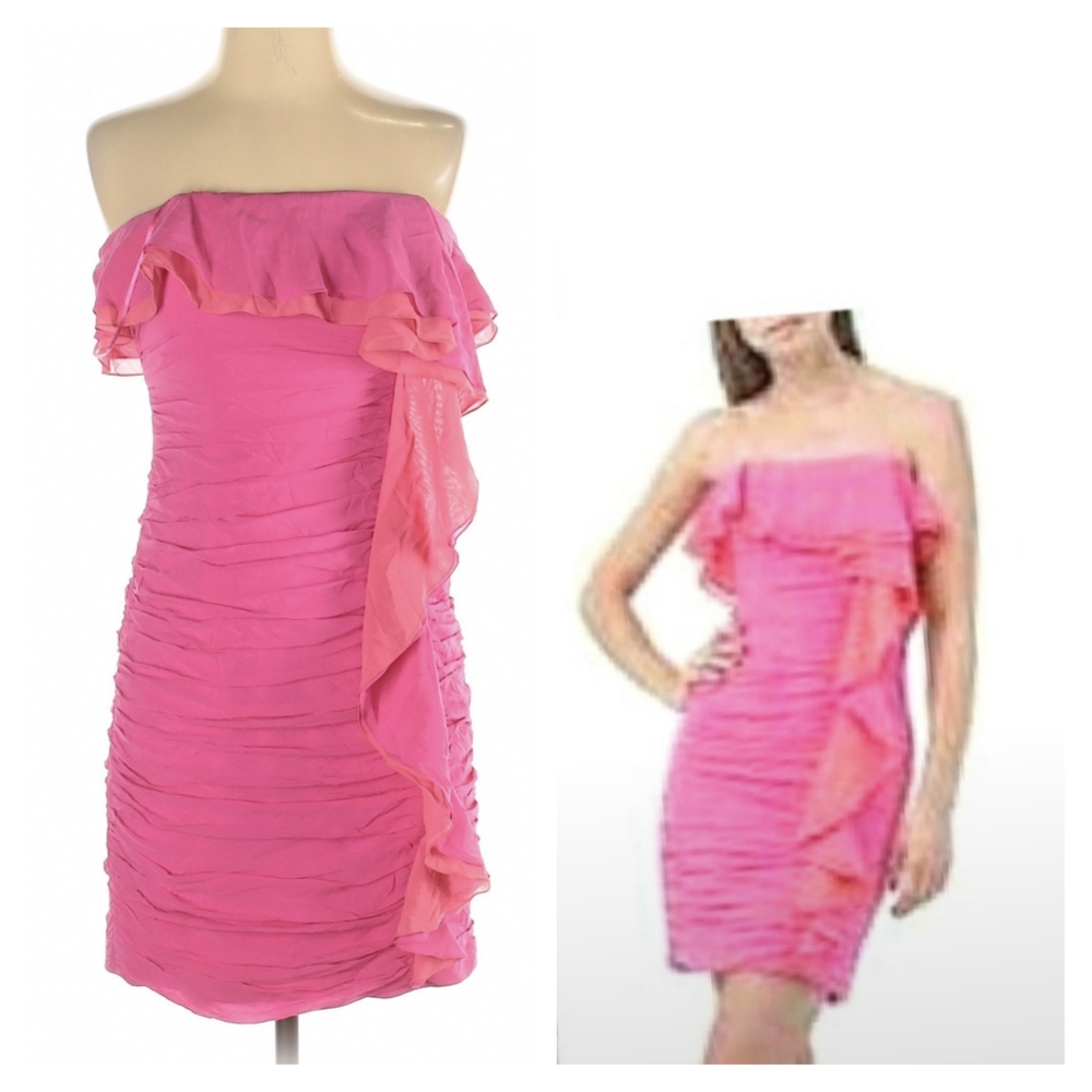 Jill Stuart Pink Silk Strapless Wiggle Dress
